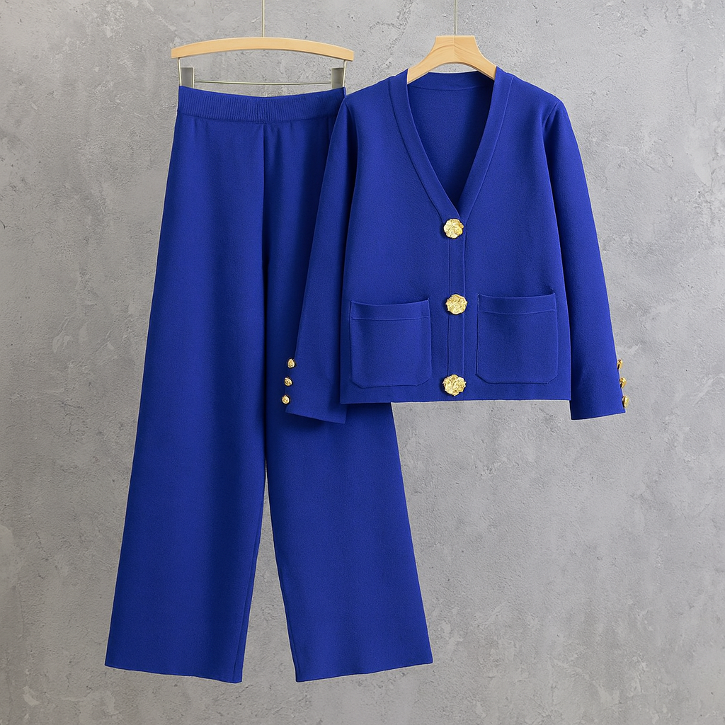 Elegante Twee-delige Set – Chique Top met Lange Mouwen & Bijpassende Broek voor Moeiteloze Stijl