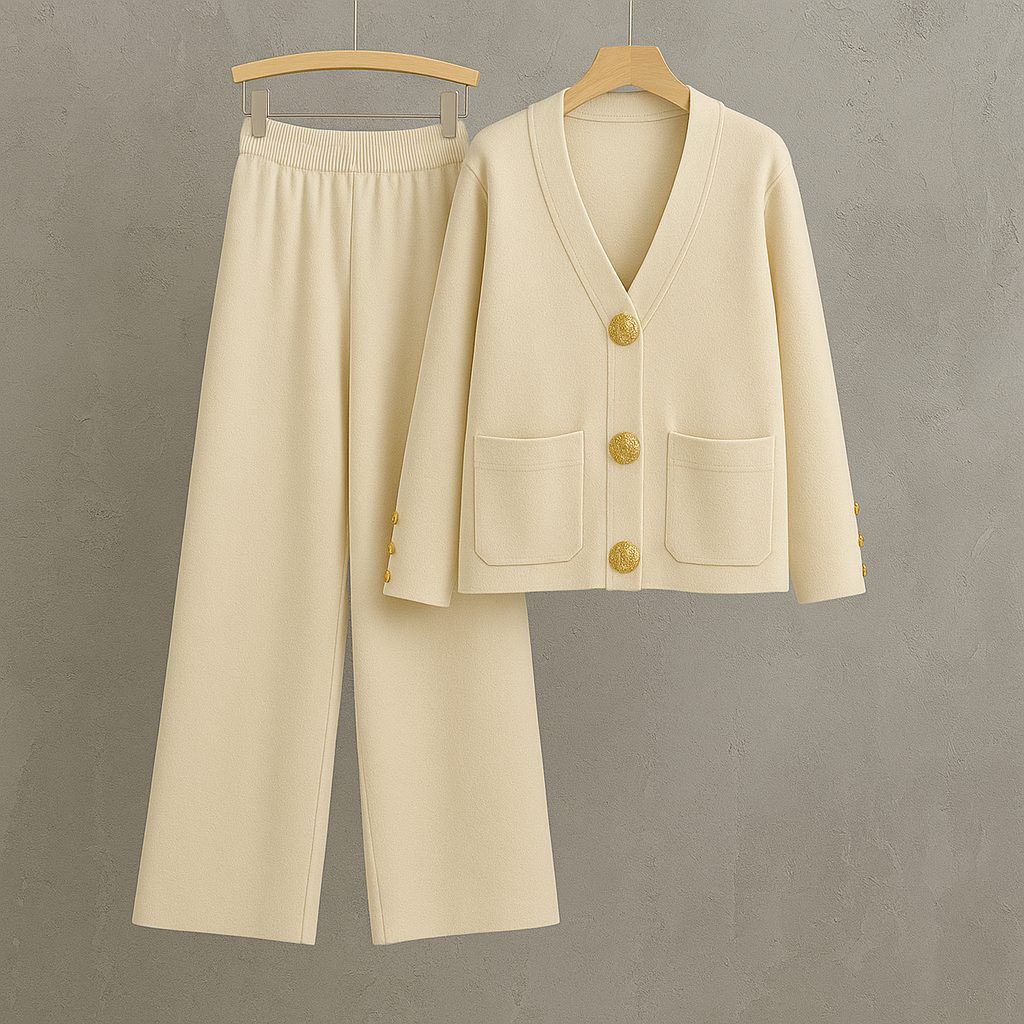 Elegante Twee-delige Set – Chique Top met Lange Mouwen & Bijpassende Broek voor Moeiteloze Stijl