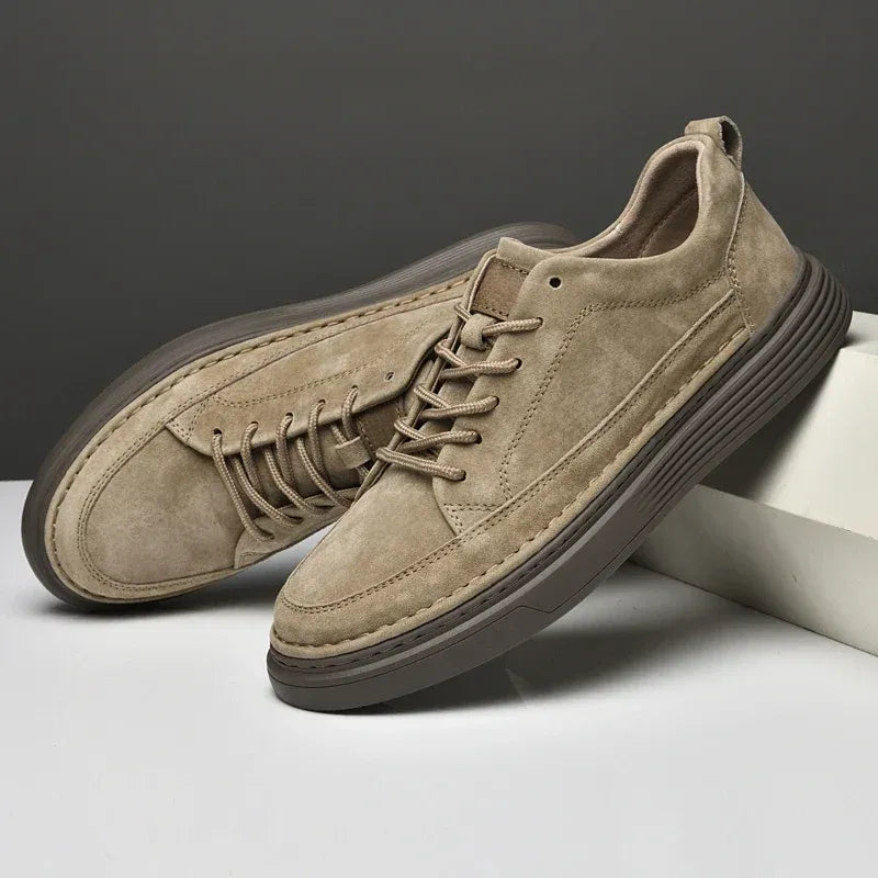 Heren Lage Leren Sneakers met Gevoerde Zool – Casual & Nette Dagelijkse Schoenen