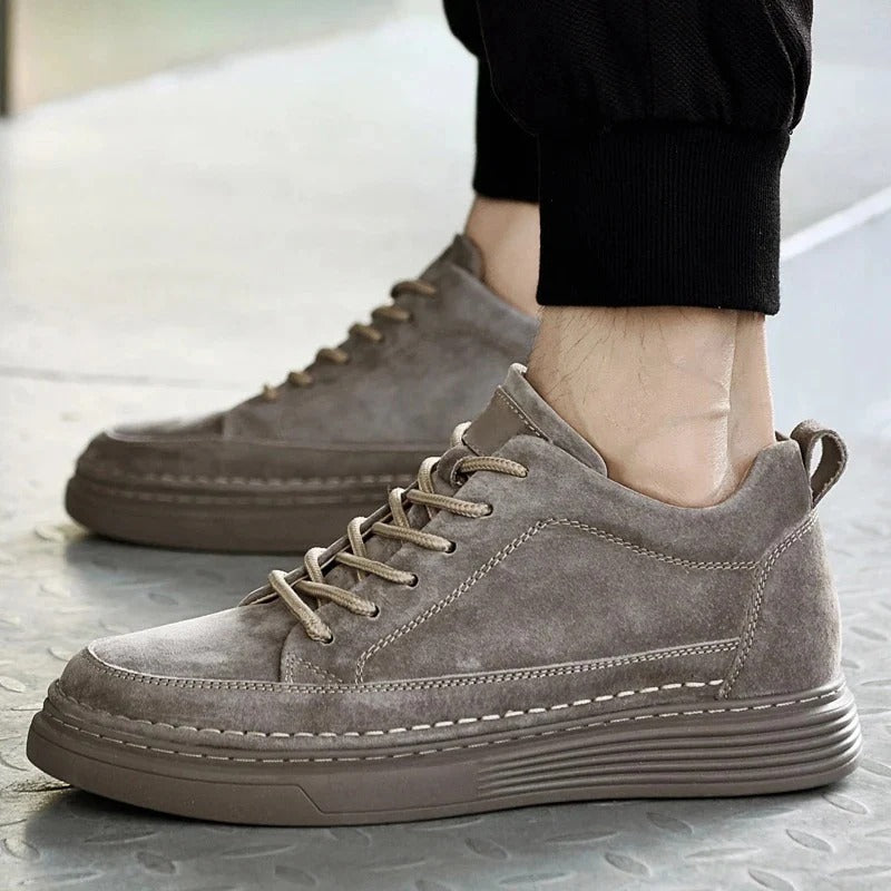 Heren Lage Leren Sneakers met Gevoerde Zool – Casual & Nette Dagelijkse Schoenen