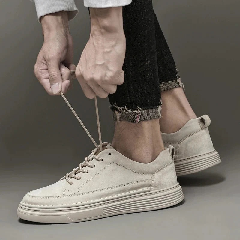 Heren Lage Leren Sneakers met Gevoerde Zool – Casual & Nette Dagelijkse Schoenen