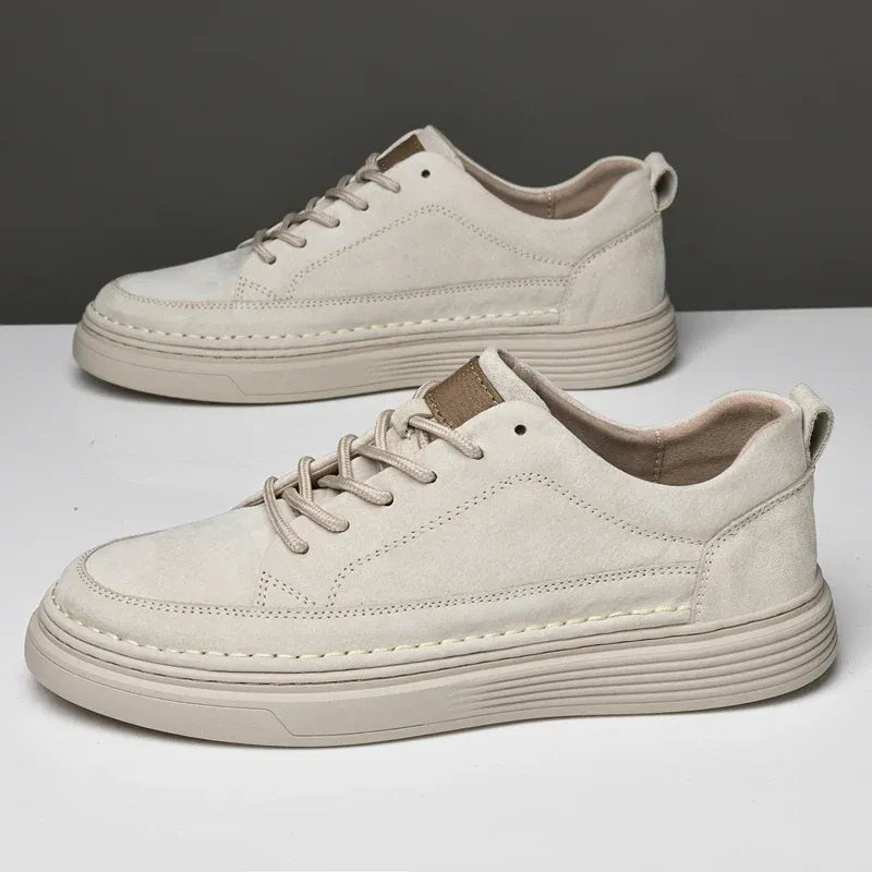Heren Lage Leren Sneakers met Gevoerde Zool – Casual & Nette Dagelijkse Schoenen