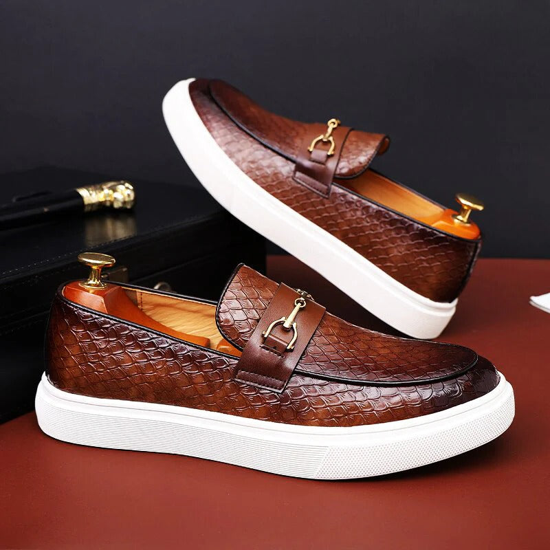 Heren Instappers met Krokodillenpatroon en Bit Detail – Casual & Formele Schoenen