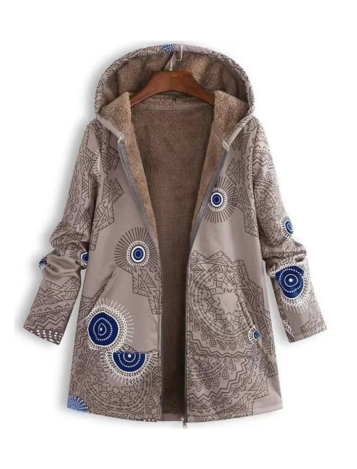 Warme en zachte parka dames – Boho-stijl winterjas met sherpa voering