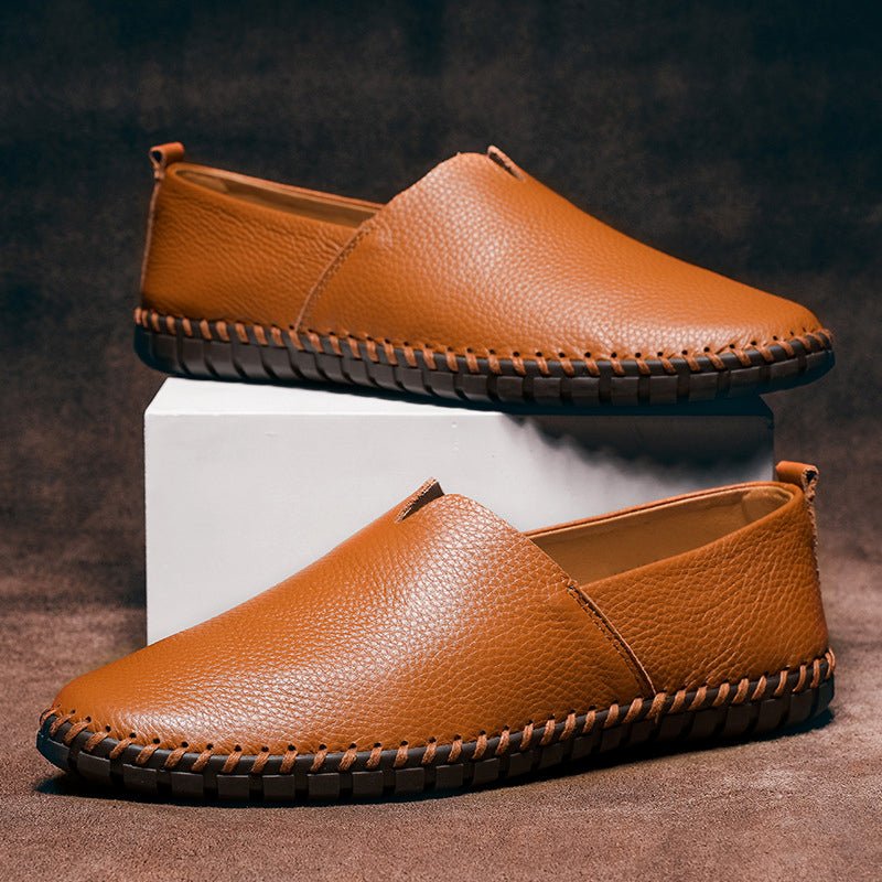Minimalistische Leren Loafers – Stijlvolle Echte Leren Herenschoenen met Rubberen Zool