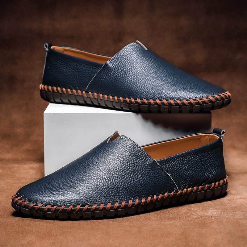 Minimalistische Leren Loafers – Stijlvolle Echte Leren Herenschoenen met Rubberen Zool