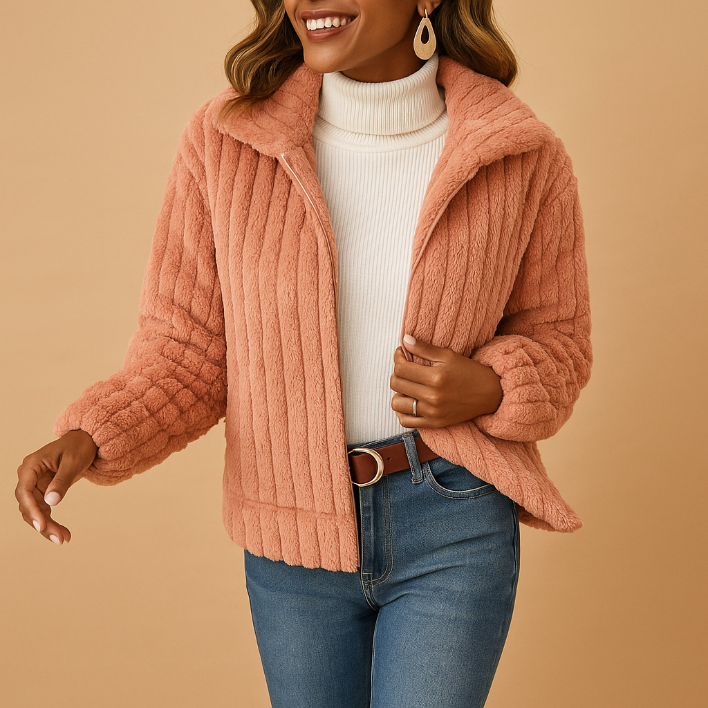 Lang Fleece Vest met Opstaande Kraag voor Dames – Warme en Stijlvolle Winterjas met Zakken