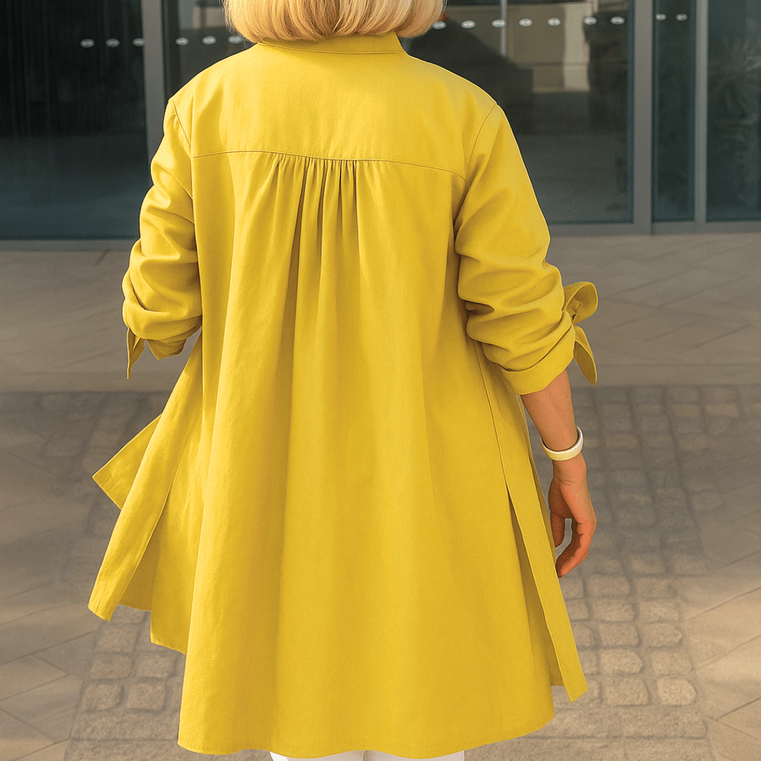 Effen Overhemd Blouse met Strik Mouwen – Elegante Vrouwen Blouse voor Kantoor en Uitgaan