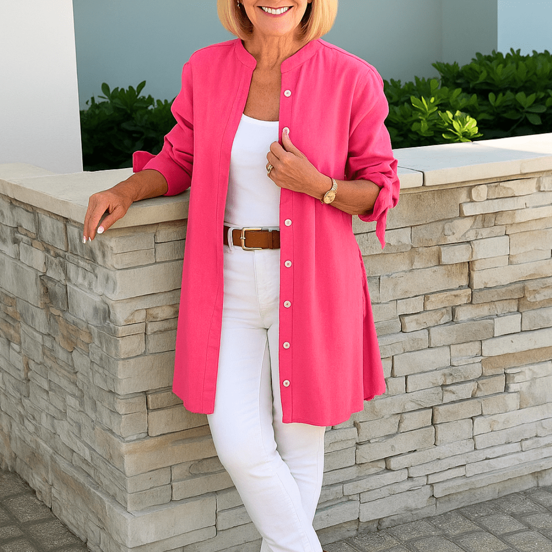 Effen Overhemd Blouse met Strik Mouwen – Elegante Vrouwen Blouse voor Kantoor en Uitgaan