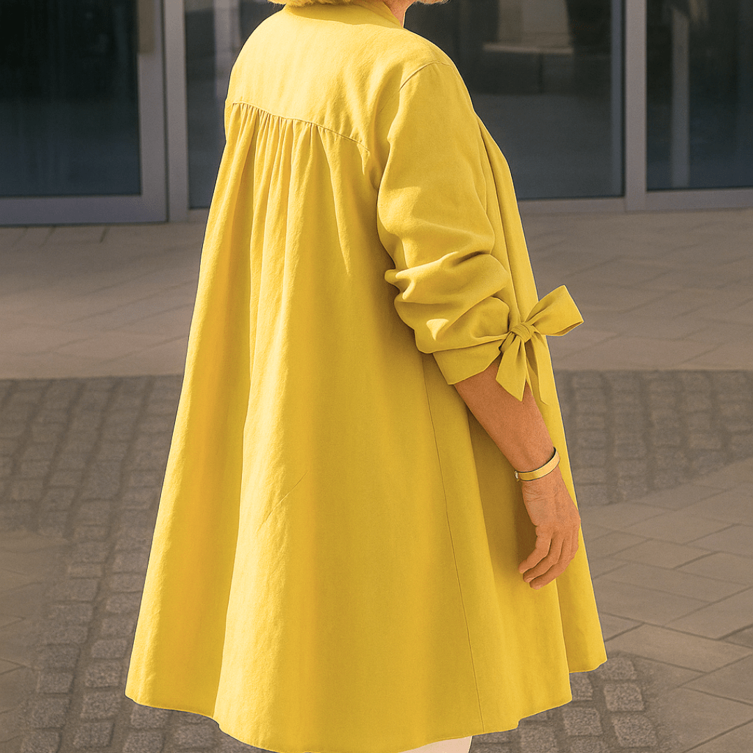Effen Overhemd Blouse met Strik Mouwen – Elegante Vrouwen Blouse voor Kantoor en Uitgaan
