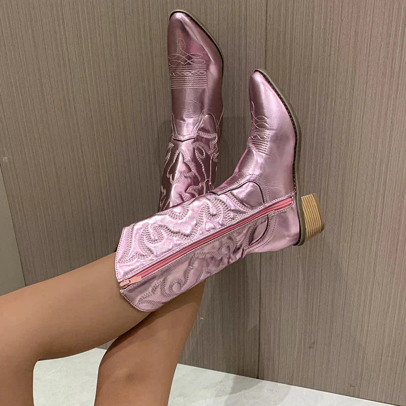 Cowboy Boots Dames – Western Laarzen met Stiksel & Comfortabele Hak