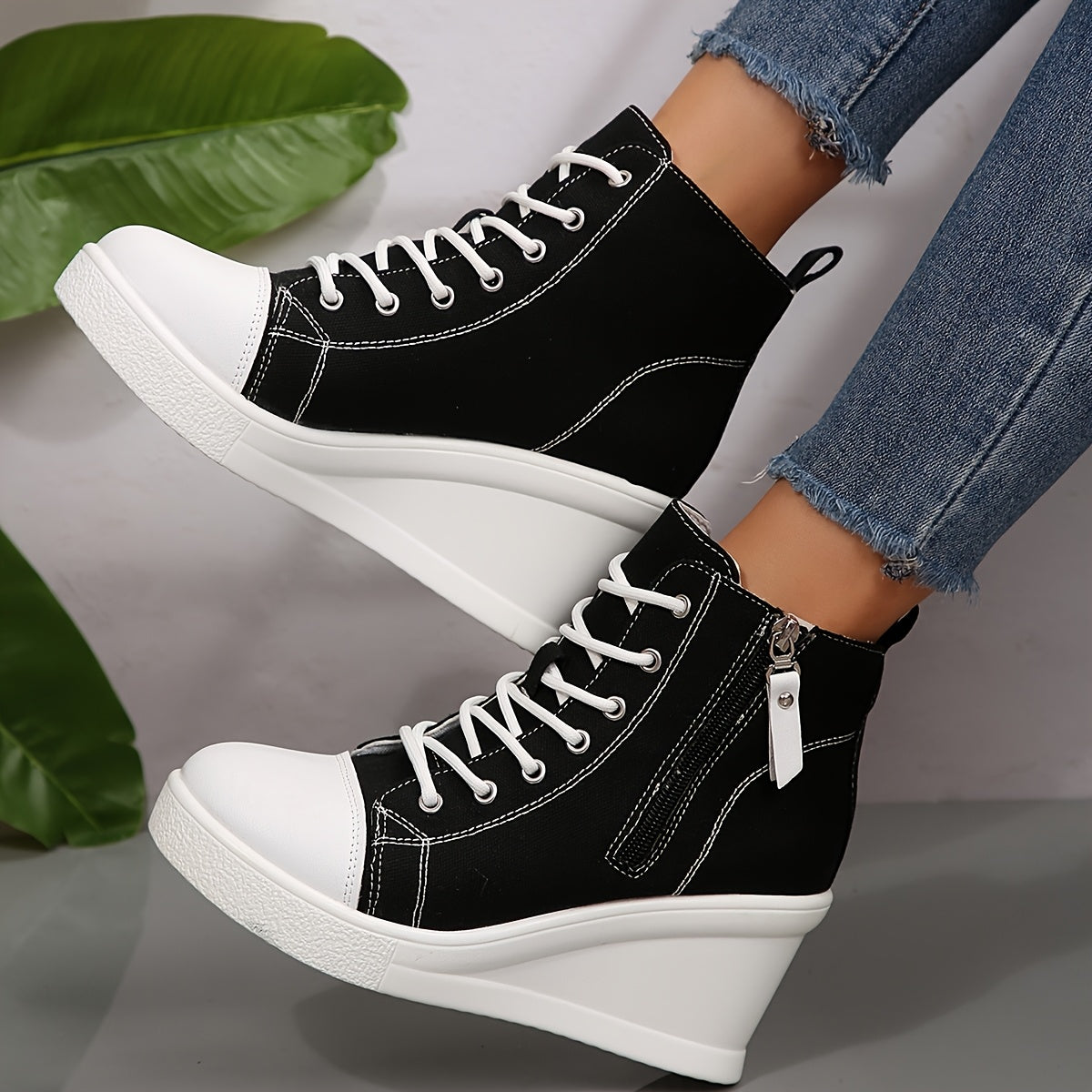 Uptown Canvas Wedge Sneaker – Trendy Dames Sneakers met Verborgen Sleehak