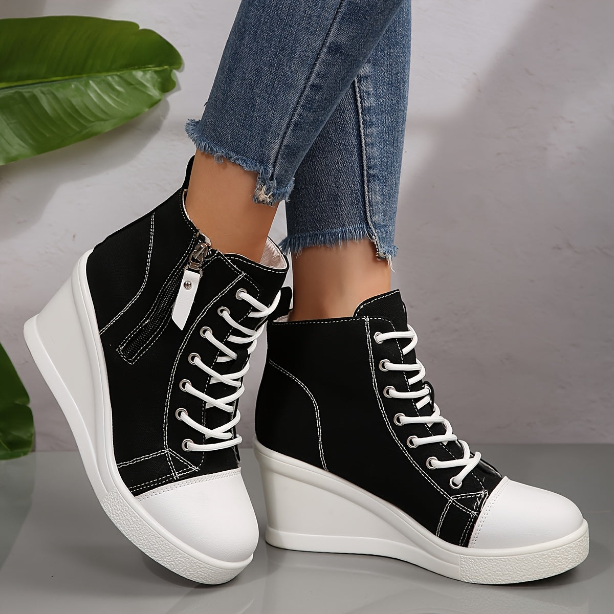 Uptown Canvas Wedge Sneaker – Trendy Dames Sneakers met Verborgen Sleehak