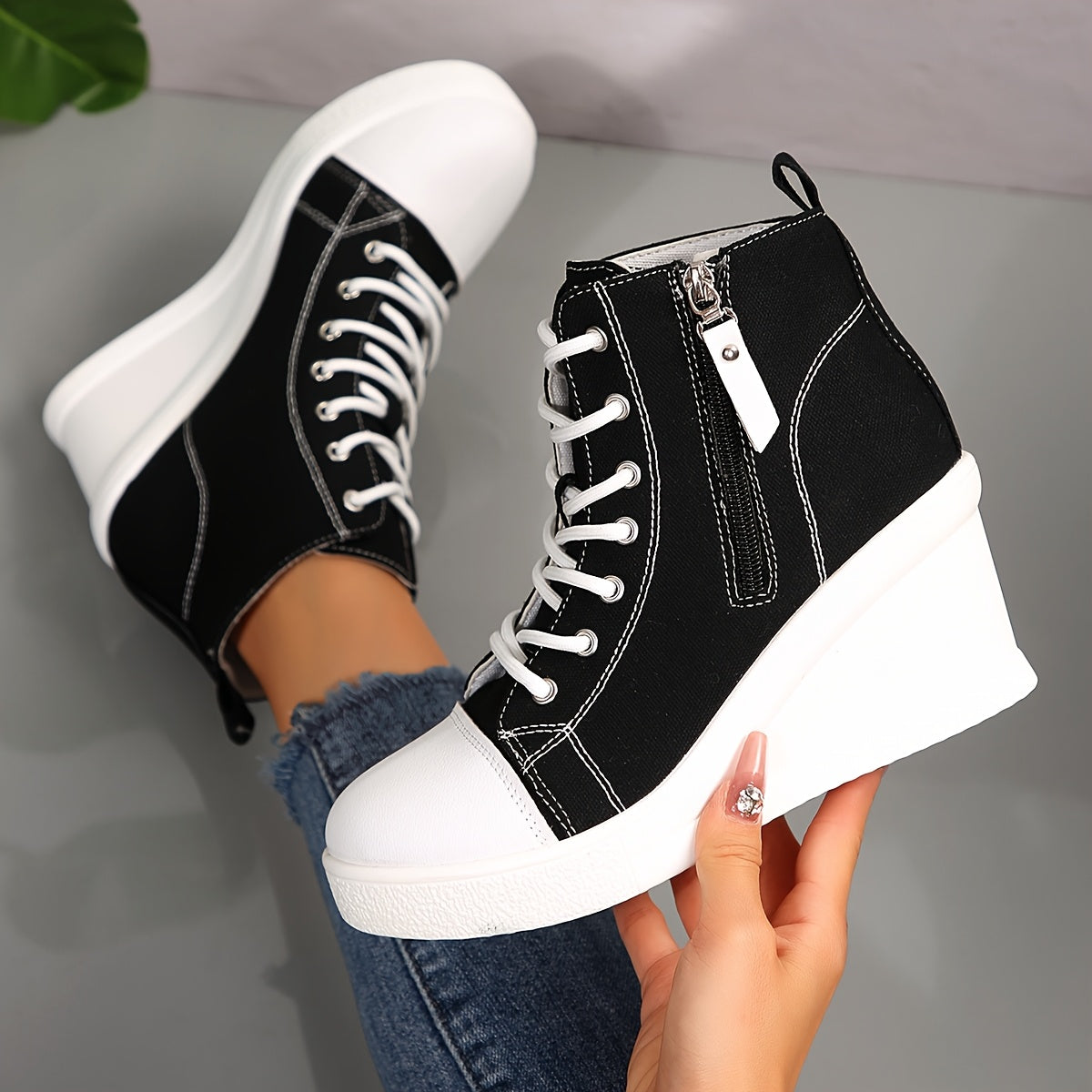 Uptown Canvas Wedge Sneaker – Trendy Dames Sneakers met Verborgen Sleehak