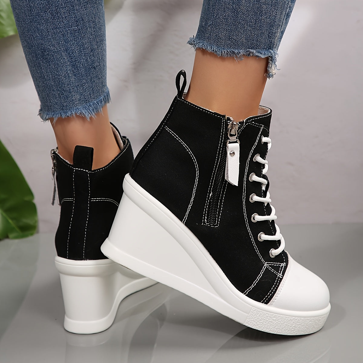 Uptown Canvas Wedge Sneaker – Trendy Dames Sneakers met Verborgen Sleehak