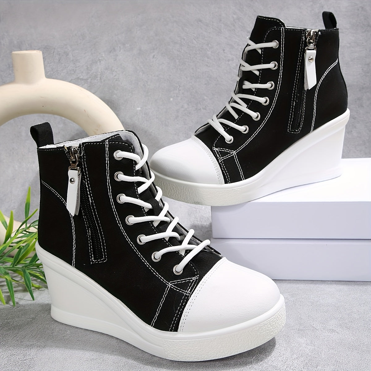 Uptown Canvas Wedge Sneaker – Trendy Dames Sneakers met Verborgen Sleehak