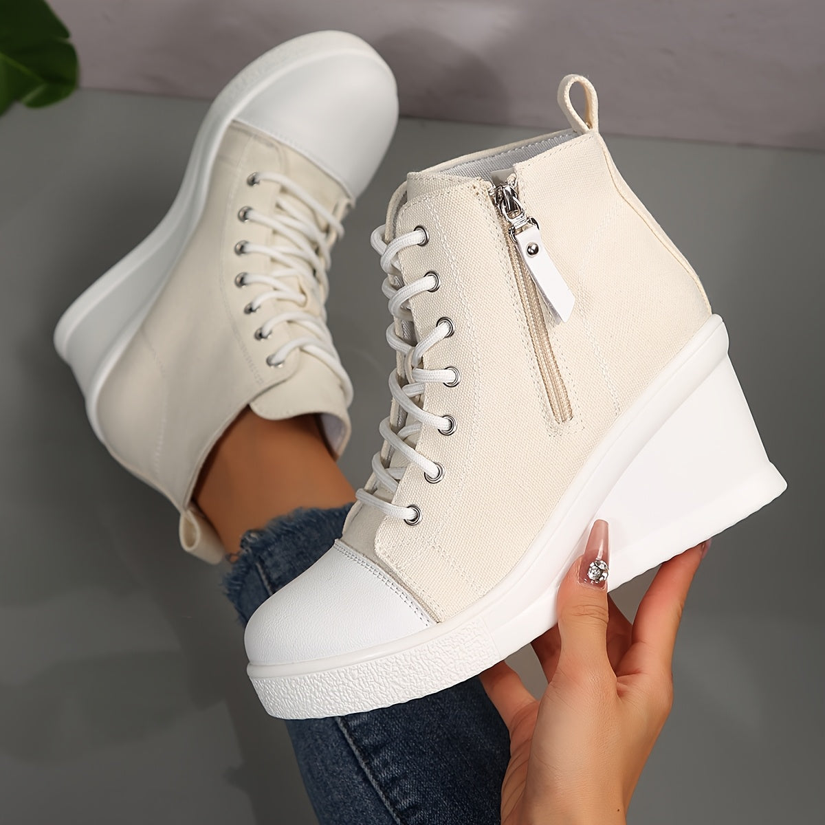 Uptown Canvas Wedge Sneaker – Trendy Dames Sneakers met Verborgen Sleehak