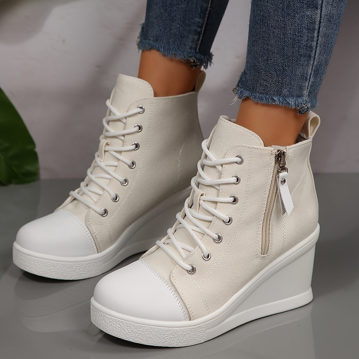 Uptown Canvas Wedge Sneaker – Trendy Dames Sneakers met Verborgen Sleehak
