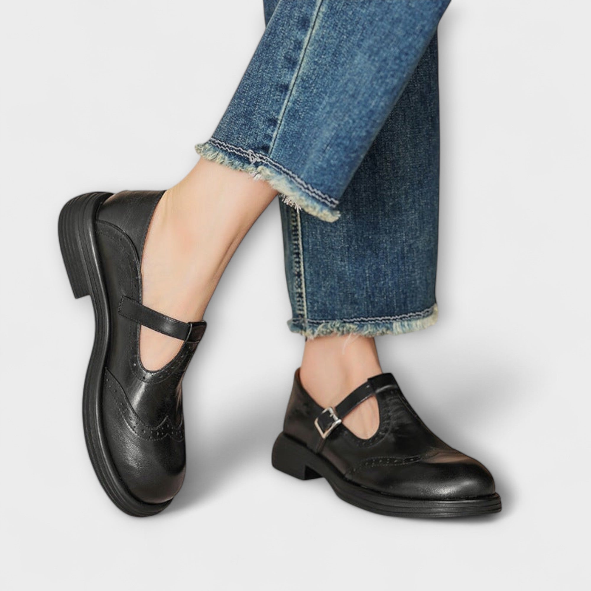 Klassieke T-band Leren Schoenen – Tijdloze Elegantie & Comfort