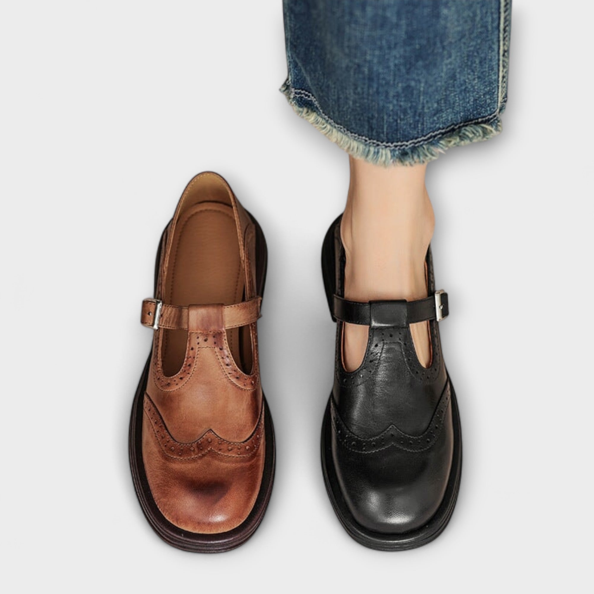 Klassieke T-band Leren Schoenen – Tijdloze Elegantie & Comfort