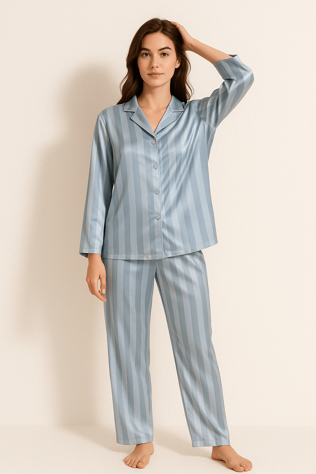 Gestreepte Pyjama Set – Comfortabele & Stijlvolle Nachtkleding voor Dames