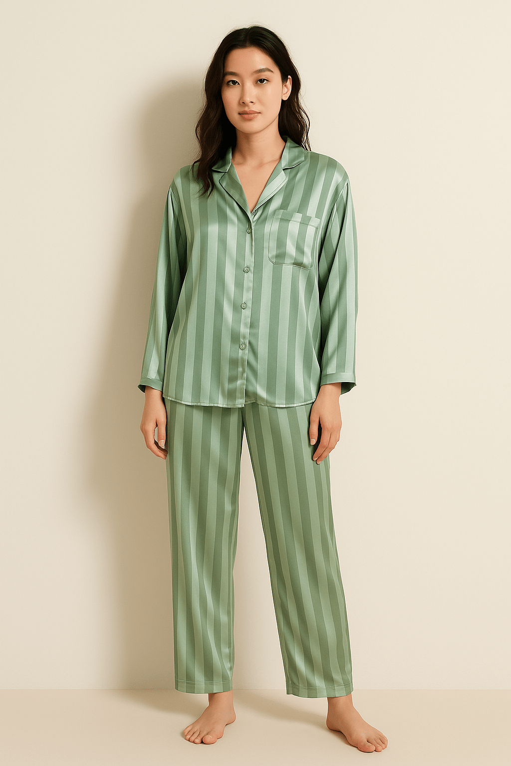 Gestreepte Pyjama Set – Comfortabele & Stijlvolle Nachtkleding voor Dames