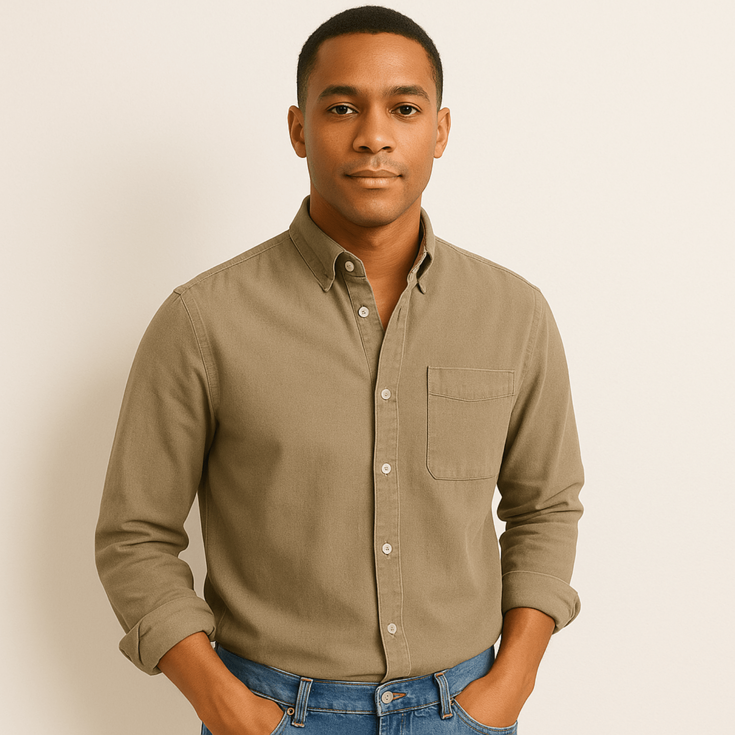 Heren Overhemd met Lange Mouwen – Klassiek Casual Oxford Stijl met Borstzak, Comfortabele Pasvorm