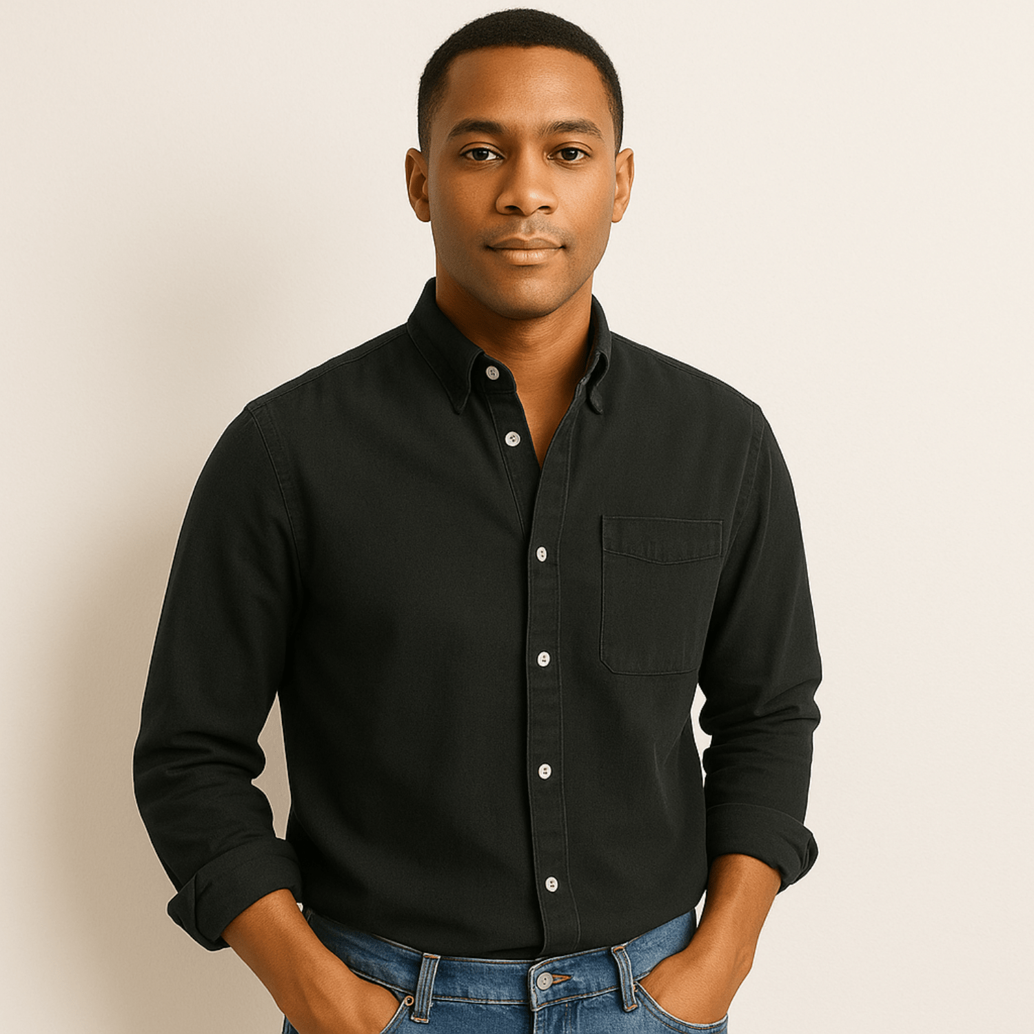 Heren Overhemd met Lange Mouwen – Klassiek Casual Oxford Stijl met Borstzak, Comfortabele Pasvorm