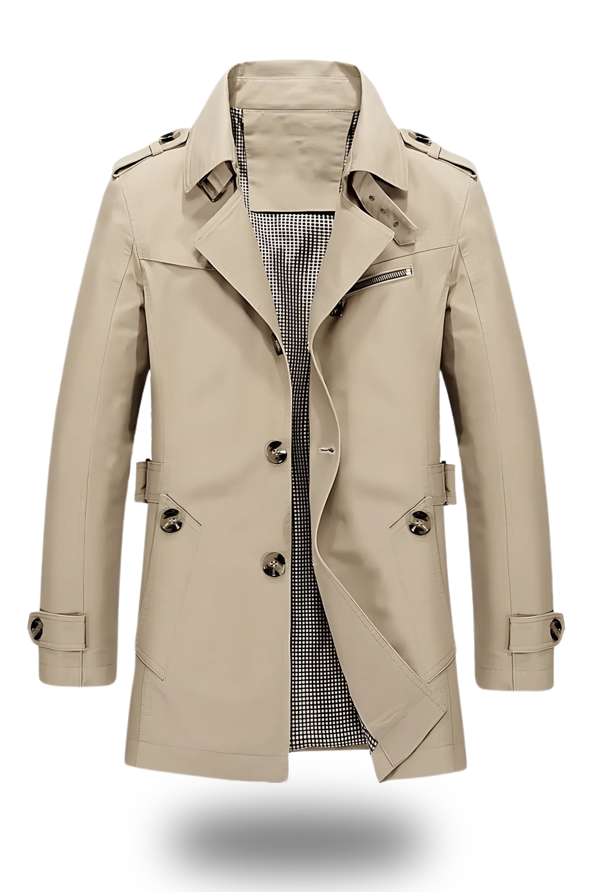 Heren Klassieke Trenchcoat – Elegante Double-Breasted Jas met Reverskraag, Tijdloze Bovenkleding voor Herfst en Winter