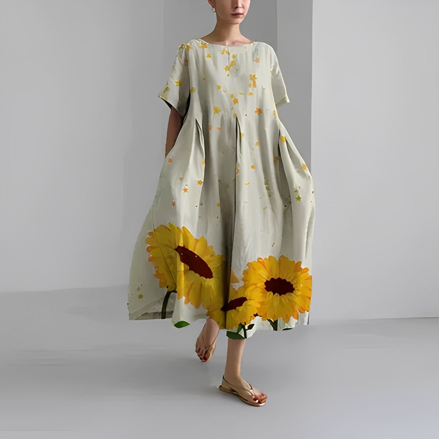 Artistieke Oversized Jurk met Kleurrijke Print – Moderne Boho Stijl voor Moeiteloze Eleganties