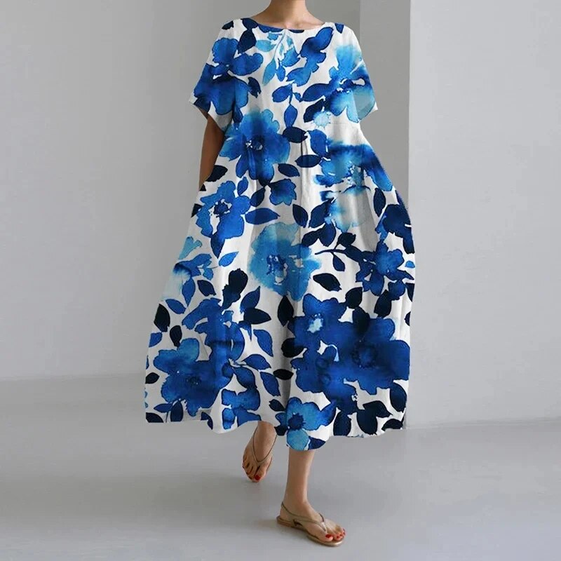 Artistieke Oversized Jurk met Kleurrijke Print – Moderne Boho Stijl voor Moeiteloze Eleganties