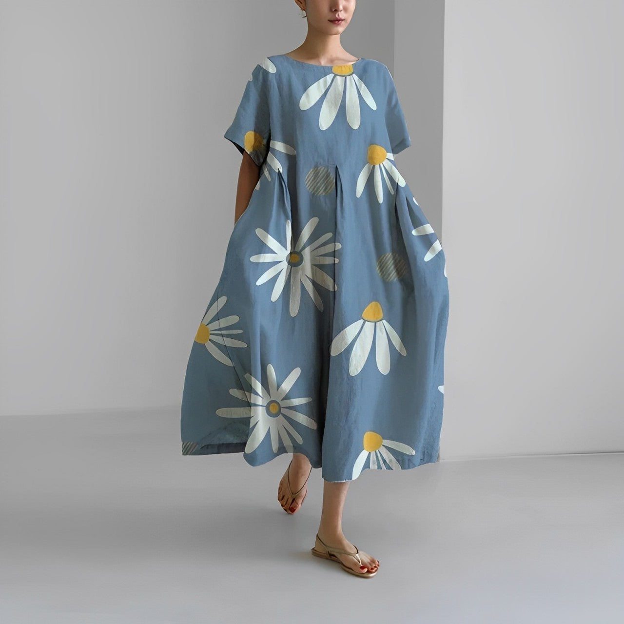 Artistieke Oversized Jurk met Kleurrijke Print – Moderne Boho Stijl voor Moeiteloze Eleganties