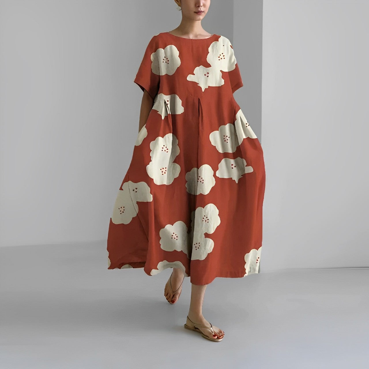Artistieke Oversized Jurk met Kleurrijke Print – Moderne Boho Stijl voor Moeiteloze Eleganties