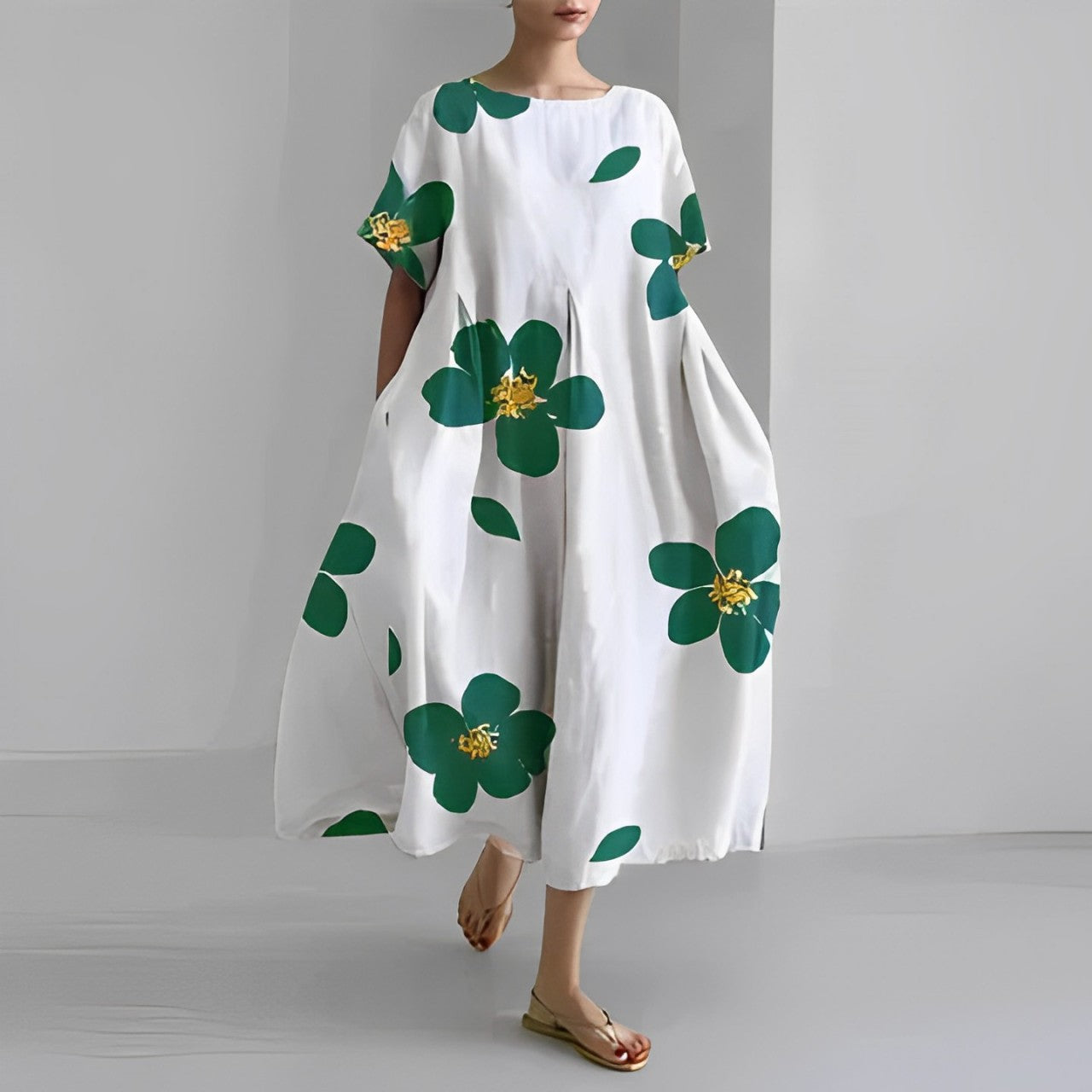 Artistieke Oversized Jurk met Kleurrijke Print – Moderne Boho Stijl voor Moeiteloze Eleganties