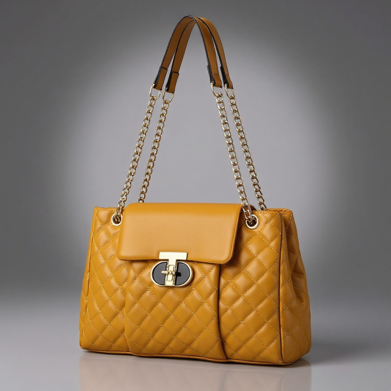 Luxe Diamant-Quilt Schoudertas met Gouden Details