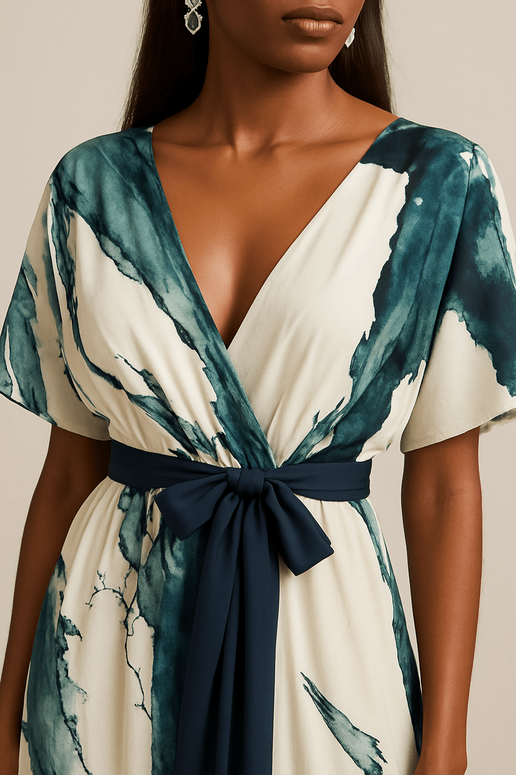 Lange Jurk met Aquarelprint – Elegante Maxi Jurk voor Dames
