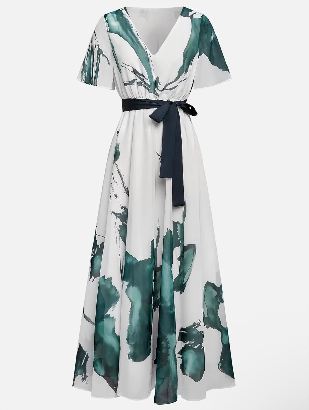 Lange Jurk met Aquarelprint – Elegante Maxi Jurk voor Dames
