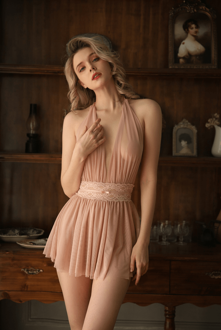 Sexy Kant Babydoll Nachtjurk – Transparant Bloemen Lingerie voor Dames