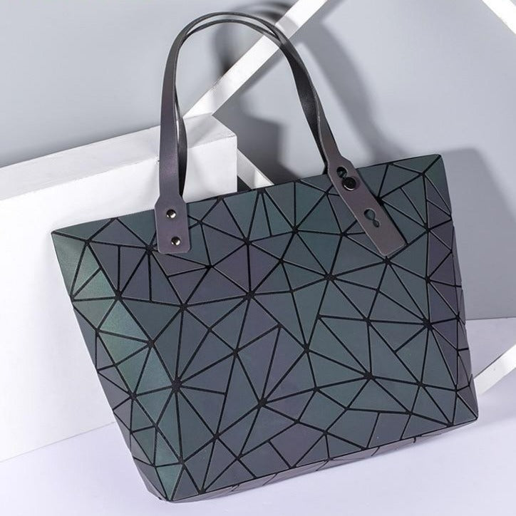 Geometrische Tote Bag – Stijlvolle Luminieuze Handtas met Iriserend Effect & Schouderbanden