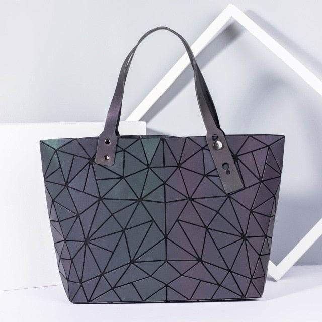 Geometrische Tote Bag – Stijlvolle Luminieuze Handtas met Iriserend Effect & Schouderbanden