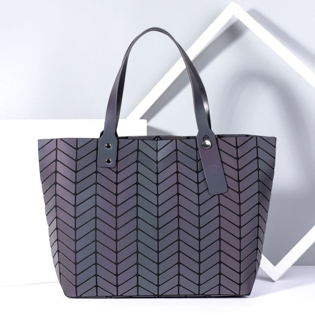 Geometrische Tote Bag – Stijlvolle Luminieuze Handtas met Iriserend Effect & Schouderbanden