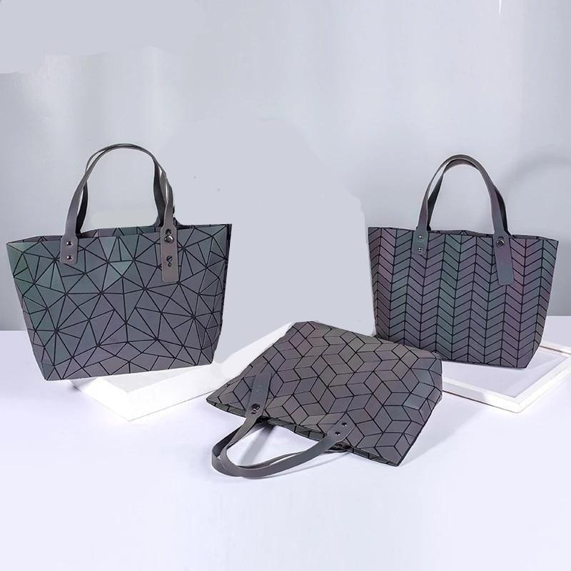 Geometrische Tote Bag – Stijlvolle Luminieuze Handtas met Iriserend Effect & Schouderbanden
