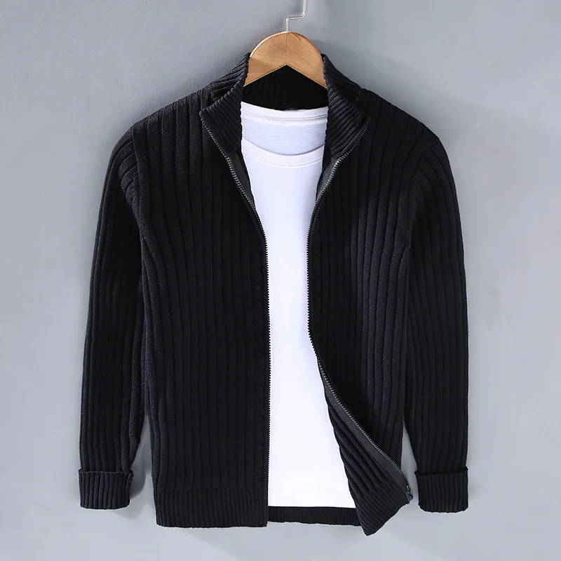 Merino Zip Cardigan – Luxe Shetland Wol Herenvest met Rits en Turtleneck