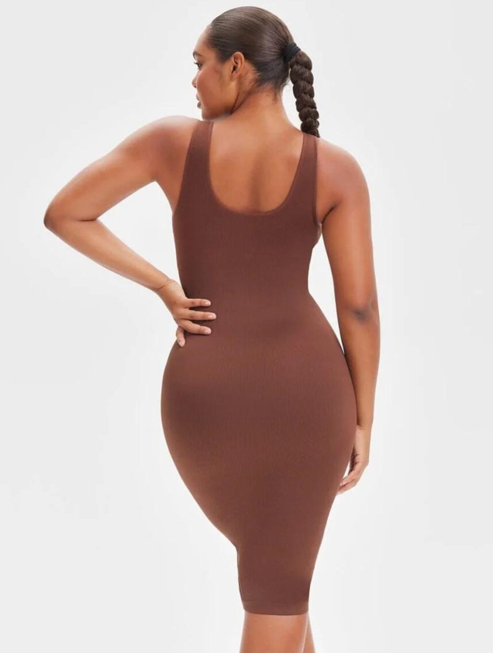 Shapewear Jurk met Diepe V-Hals en Lange Mouwen