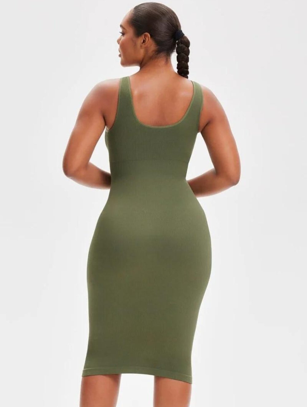 Shapewear Jurk met Diepe V-Hals en Lange Mouwen