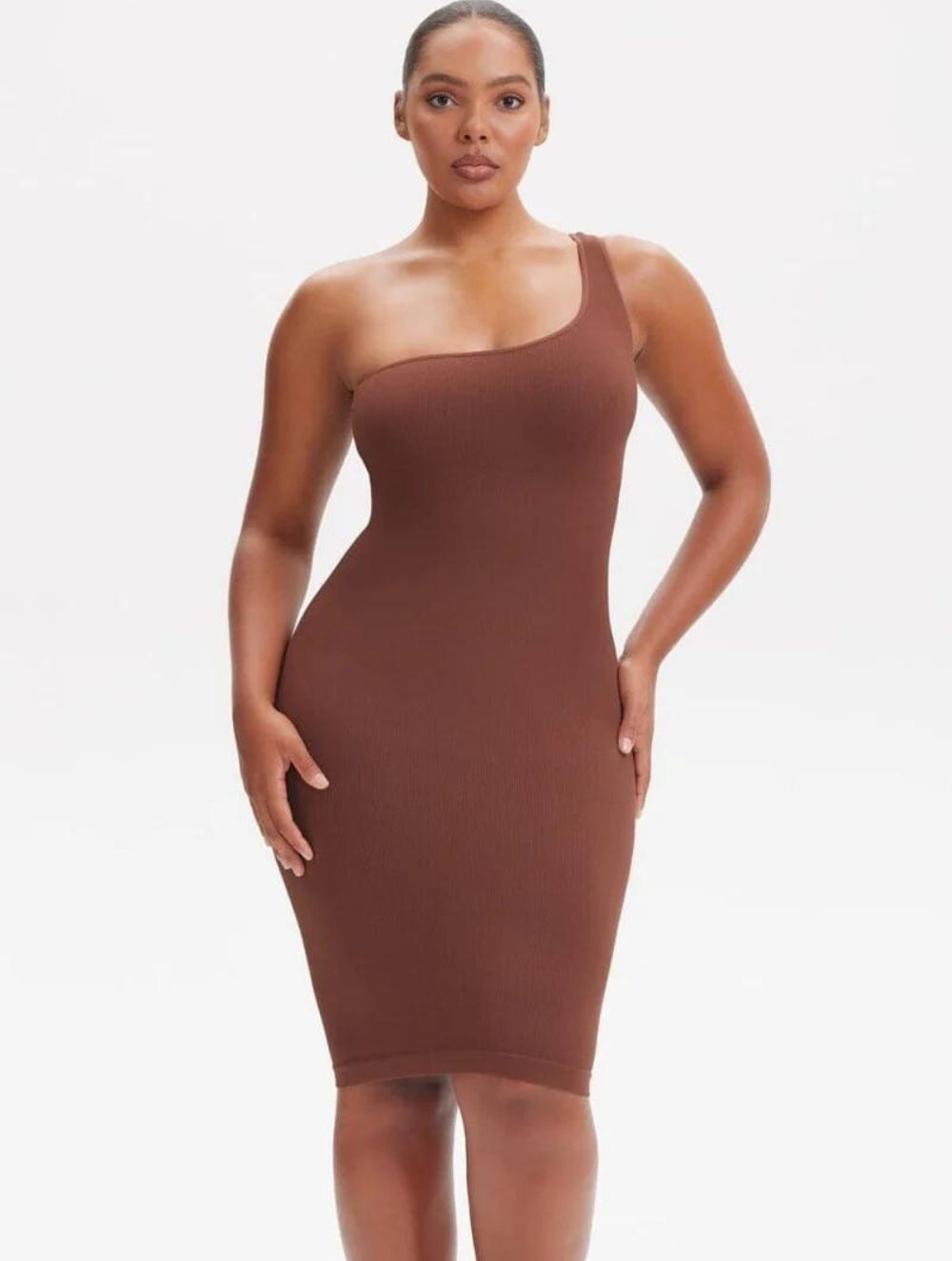 Shapewear Jurk met Diepe V-Hals en Lange Mouwen