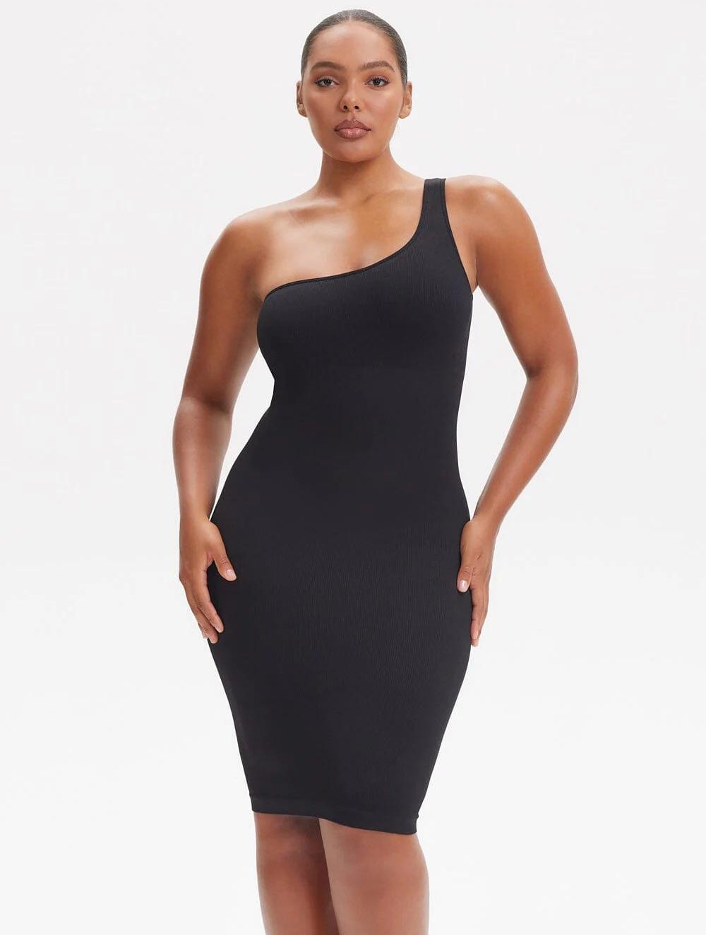 Shapewear Jurk met Diepe V-Hals en Lange Mouwen