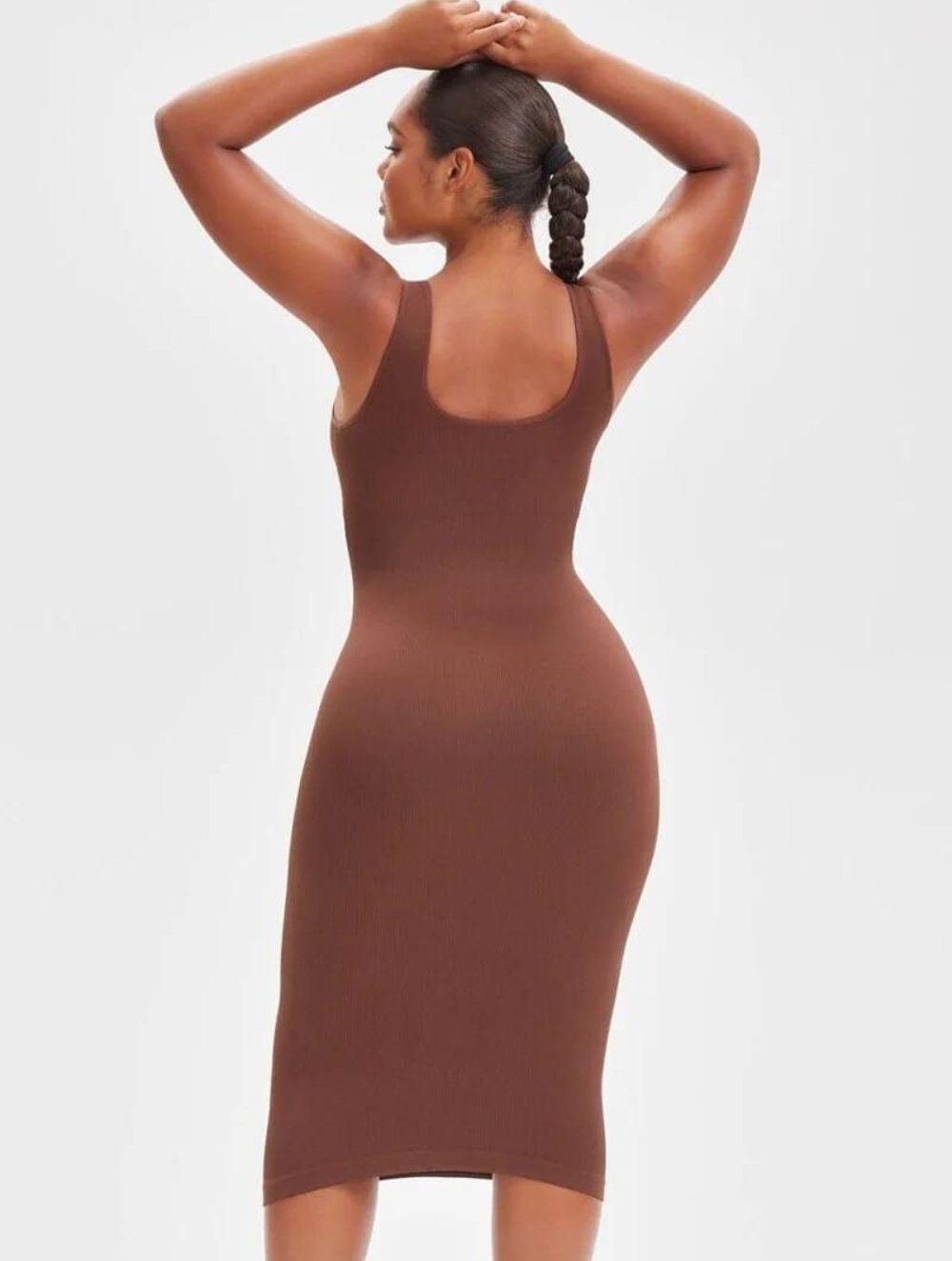 Shapewear Jurk met Diepe V-Hals en Lange Mouwen