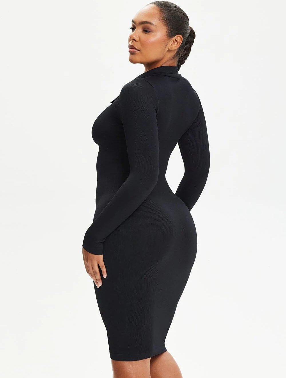 Shapewear Jurk met Kraag en Knoopdetails