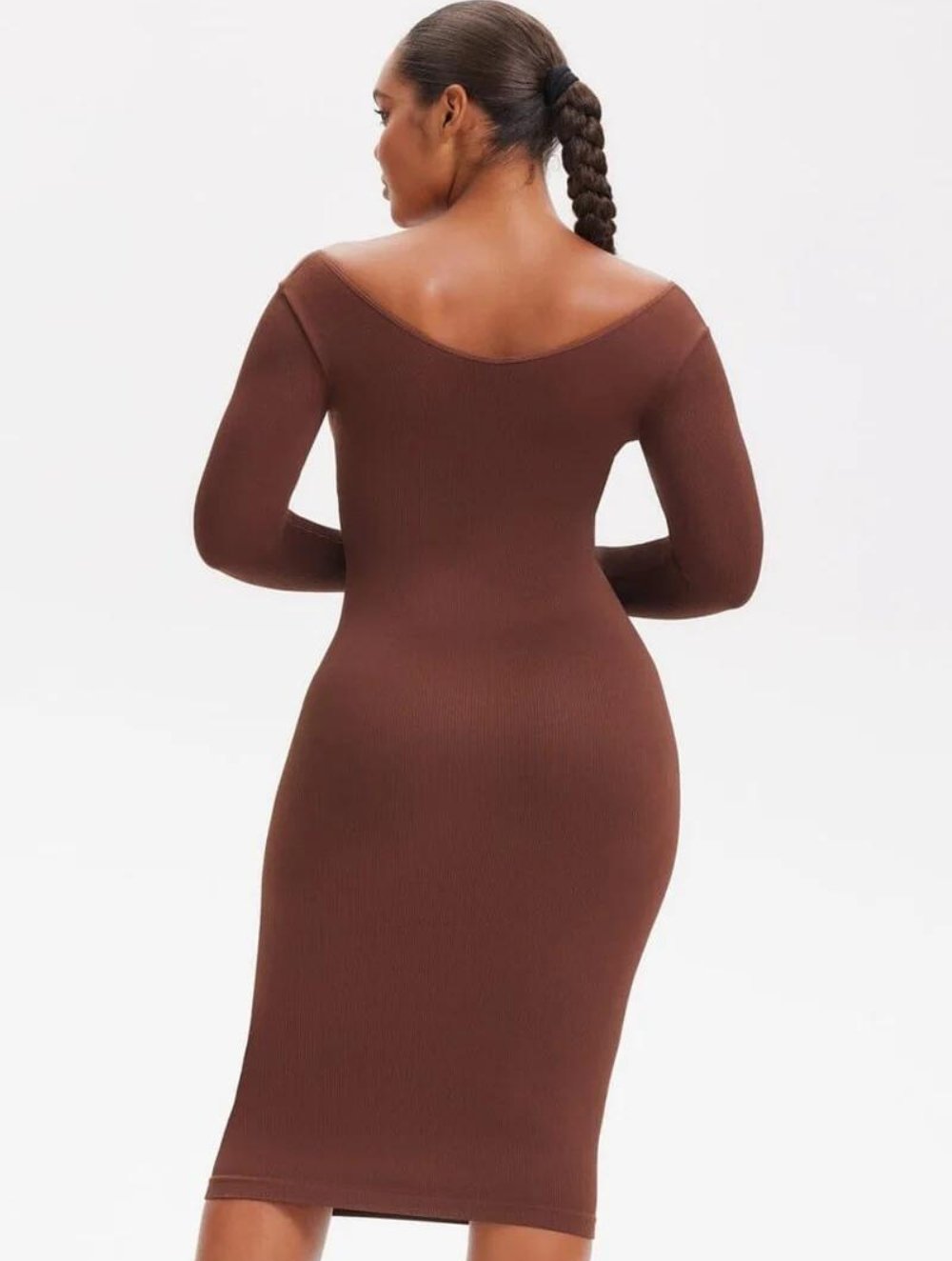 Shapewear V-Hals Jurk met Lange Mouwen